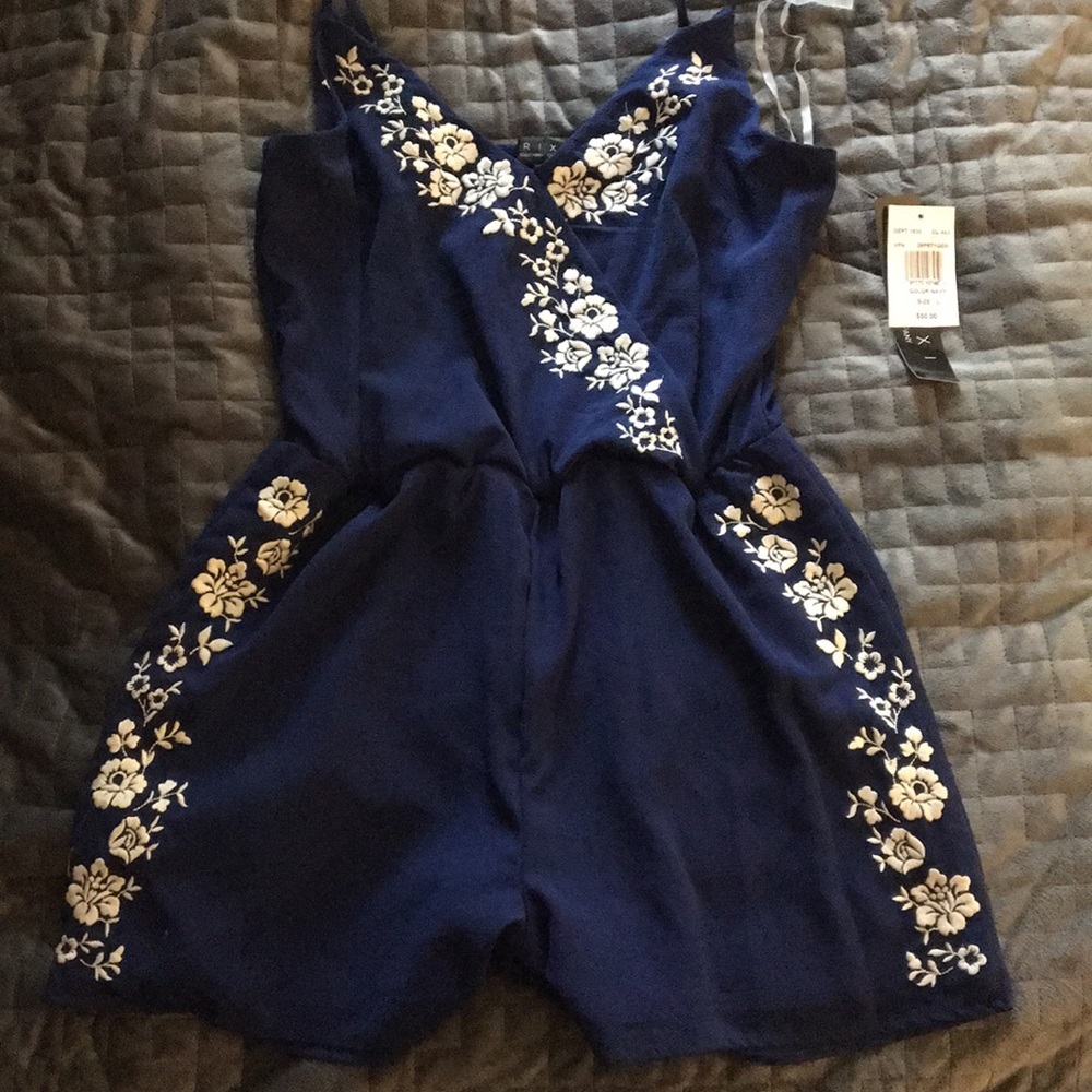 Navy floral romper
